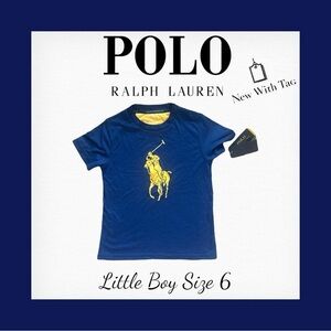 Polo by Ralph Lauren Blue and Yellow Performance Jersey T-Shirt Kids  Size 6